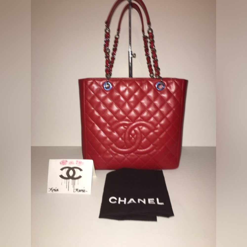 RARE!!! CHANEL PST XL RED QUILTED CAVIAR